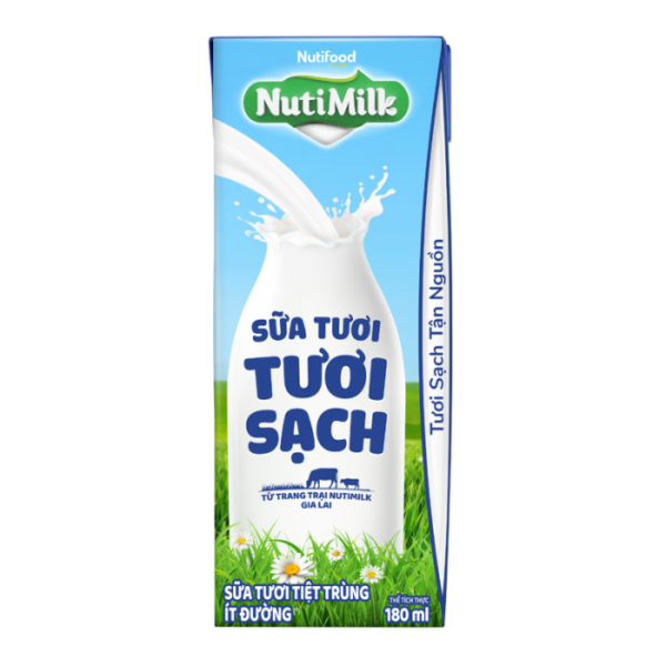 NutiMilk UHT Fresh Milk Less Sweet 180ml